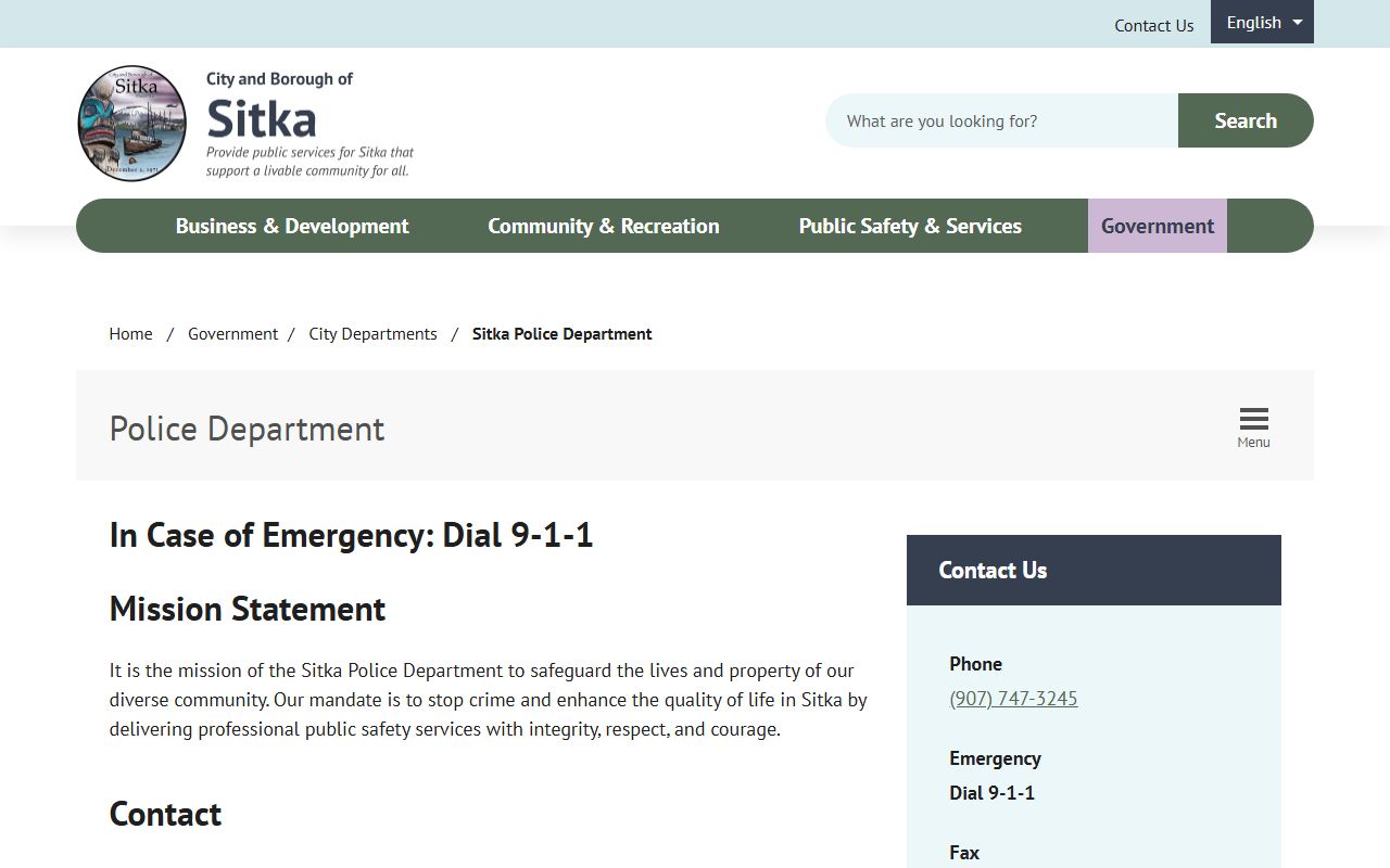 Sitka Alaska public records police department records access